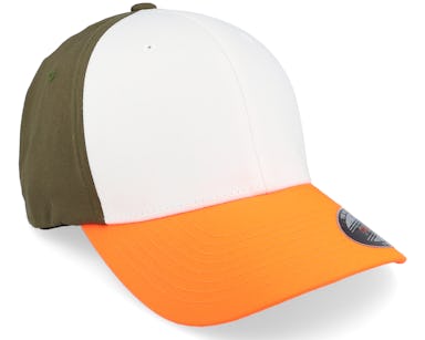 3-tone Neon Orange/White/Olive Flexfit Flexfit - cap