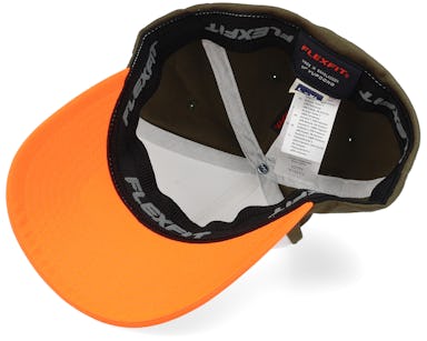 3-tone Neon Orange/White/Olive Flexfit - Flexfit cap