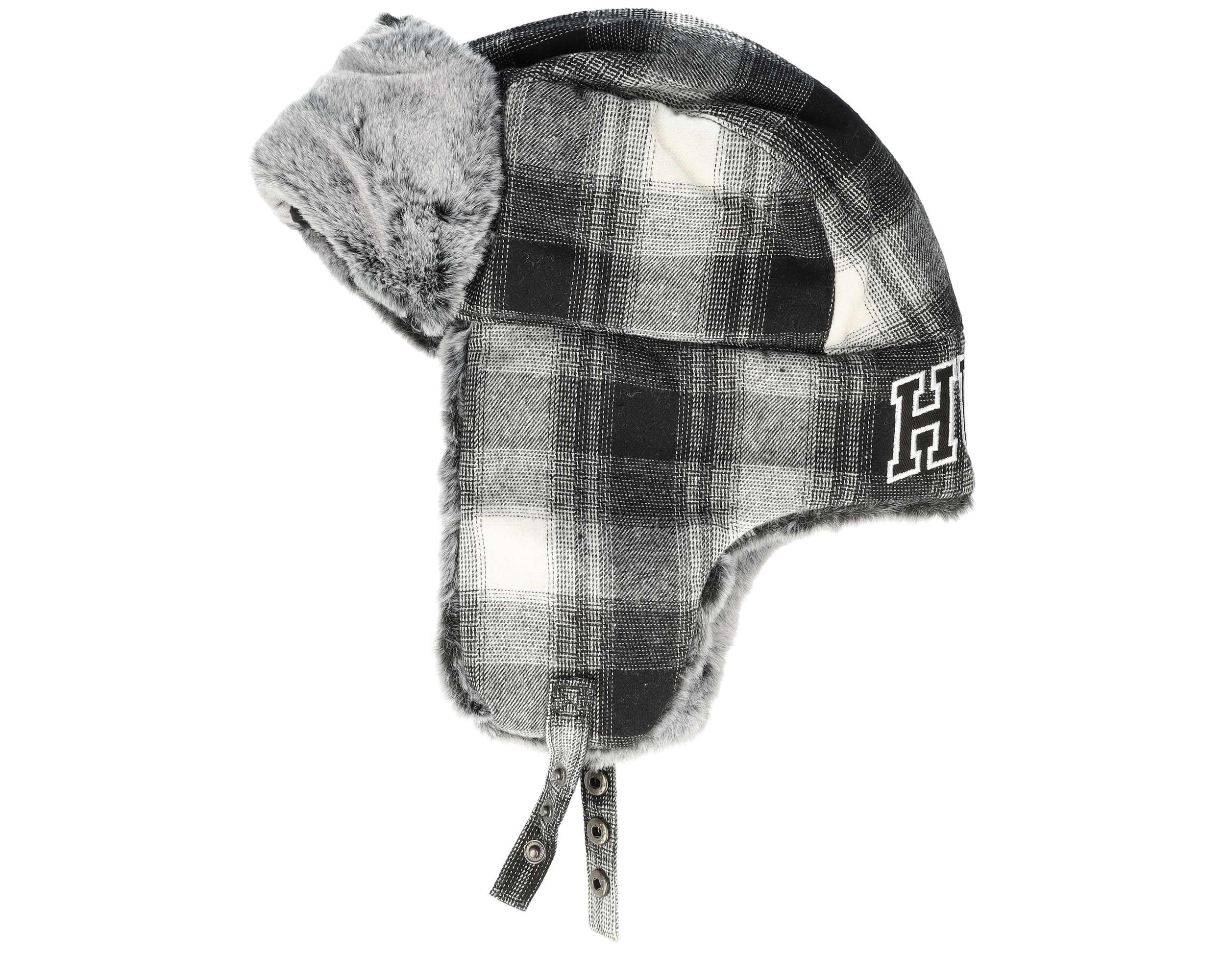 Ombre Plaid Aviator Hat Black Trapper