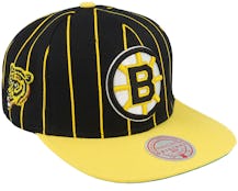 Boston Bruins Team Pin Black/Yellow Snapback - Mitchell & Ness