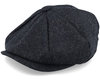 Charcoal Marl Melton Wool Baker Boy Flat Cap - Main Image