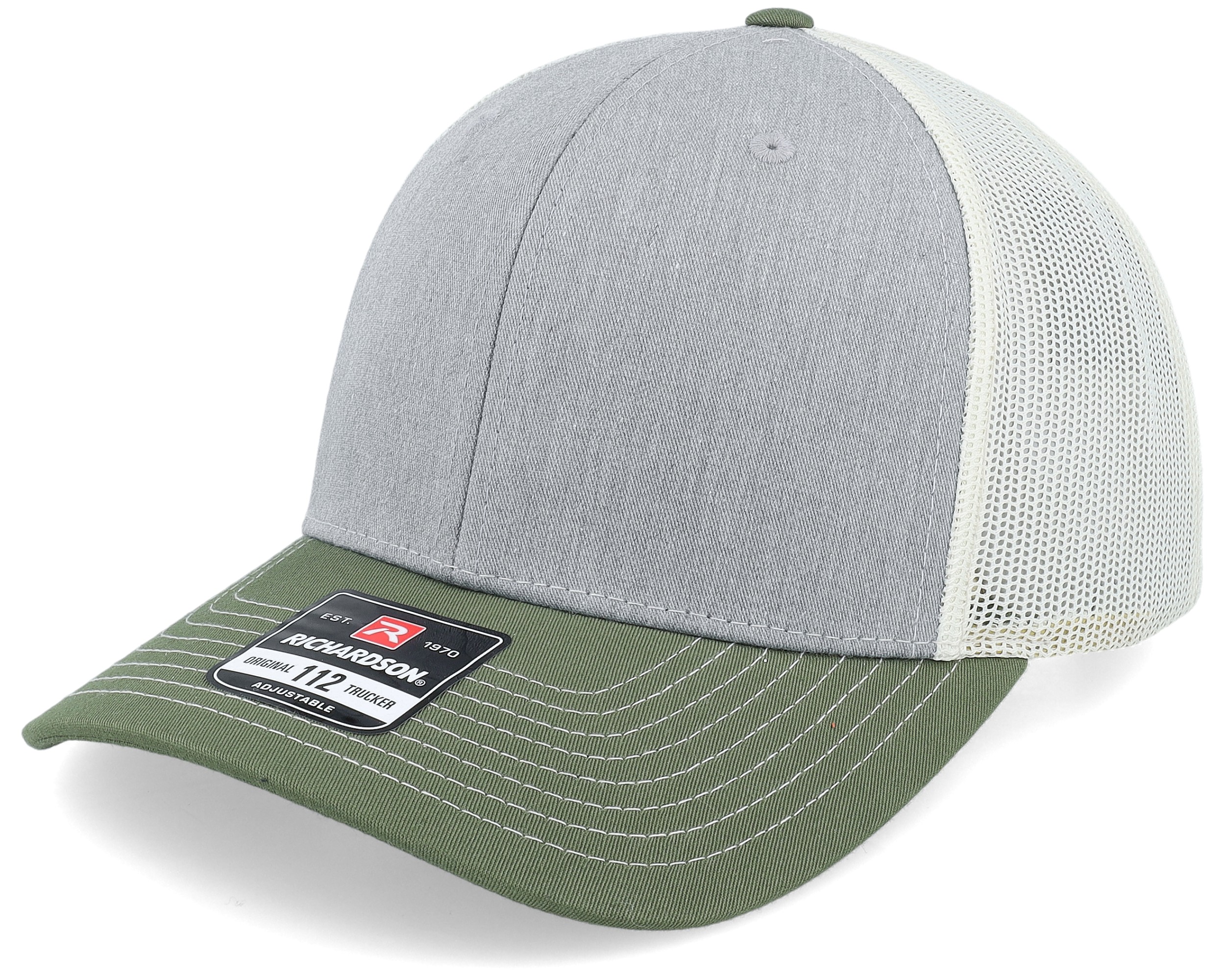 112 Tri Heather Grey/Birch/Army Olive Trucker - Richardson cap ...