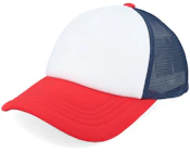White/Navy/Red Foam Retro A-Frame Trucker