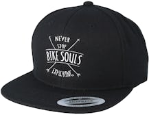 Never Stop Exploring Black Snapback - Bike Souls
