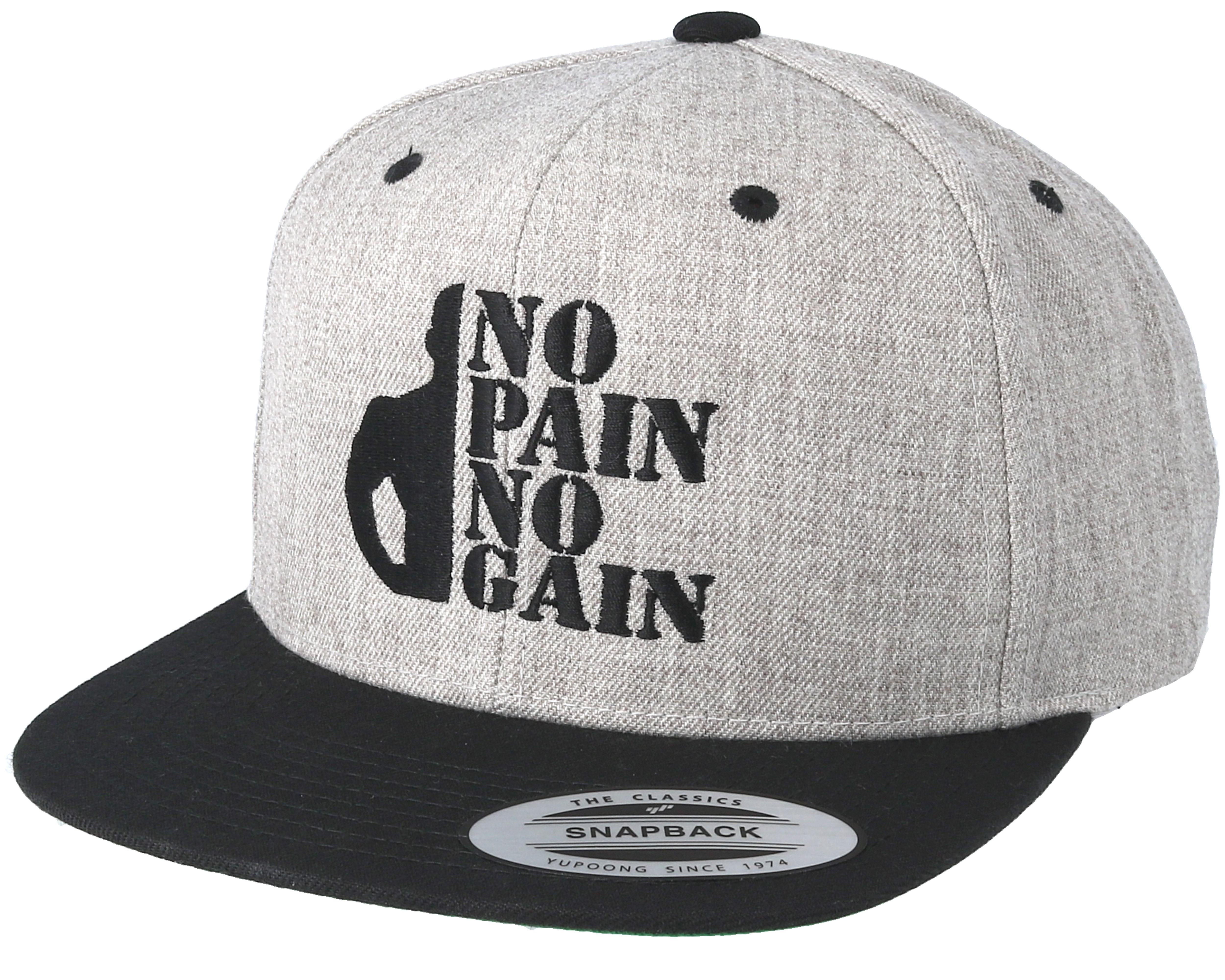 No Pain No Gain Grey/Black Snapback - Berzerk cap | Hatstorecanada.com