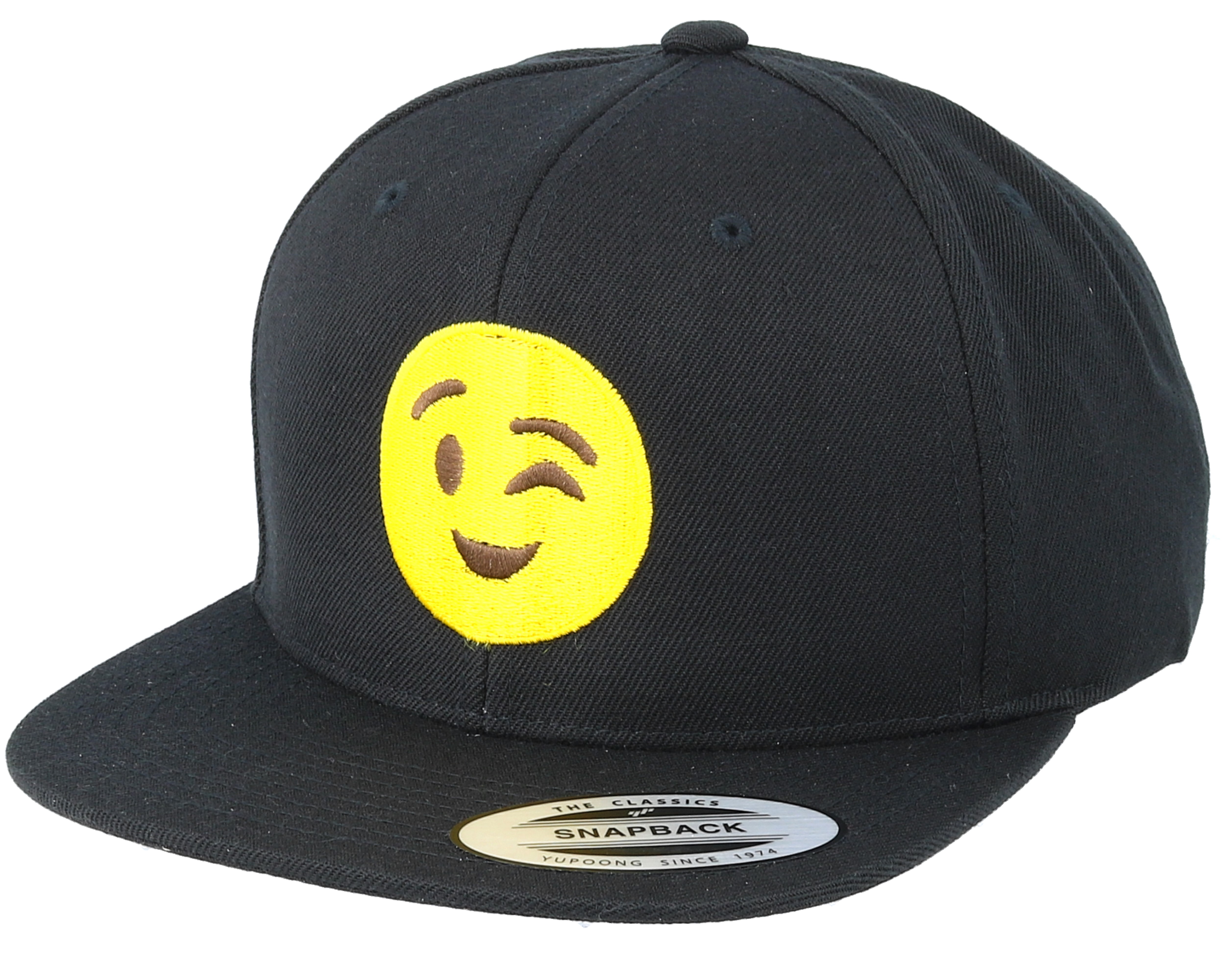 Emoji Wink Black Snapback Iconic cap