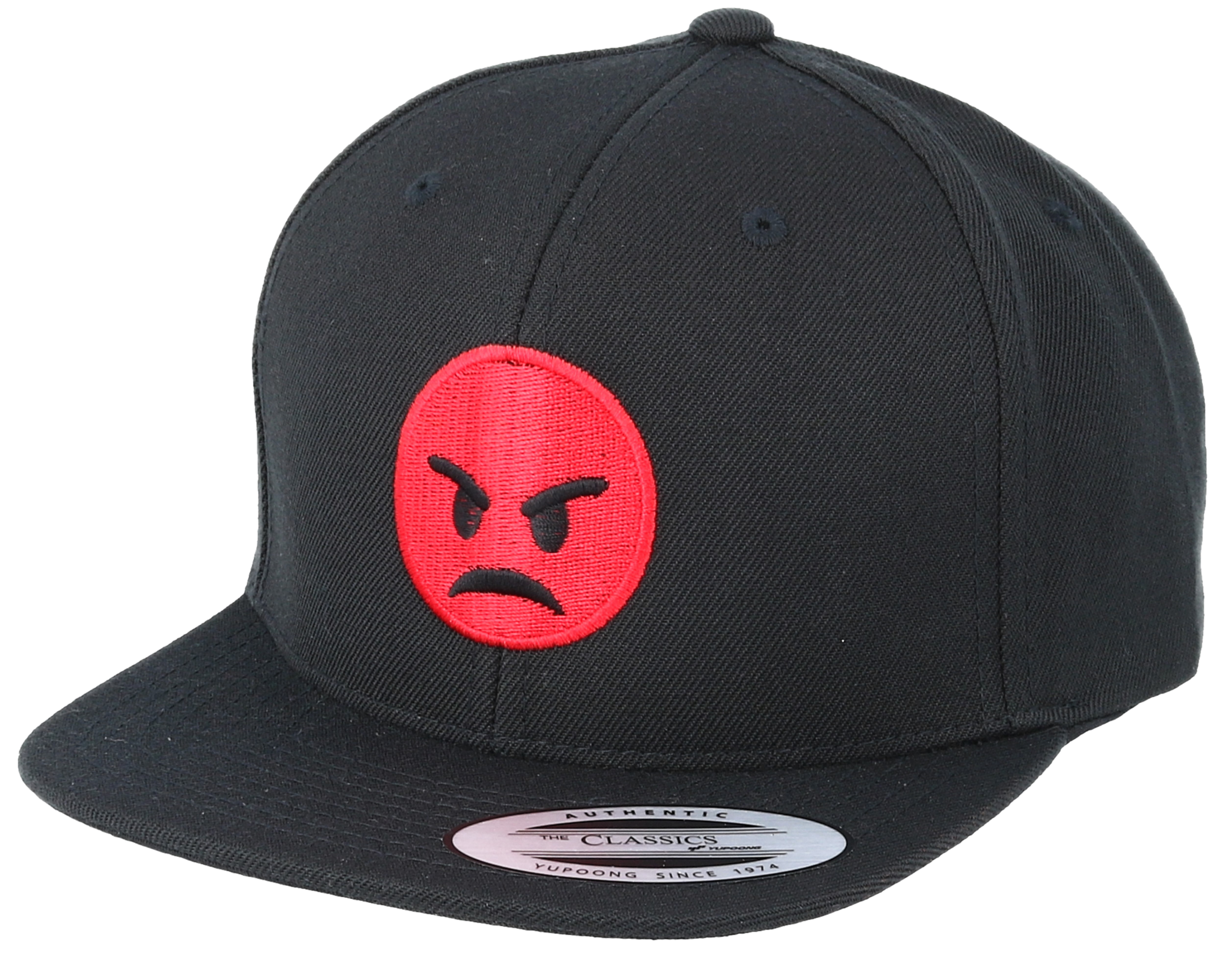 Kids Emoji Angry Black Snapback Iconic Cap Hatstore.ch