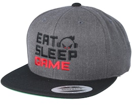 Eat.Sleep.Game Dark Grey/Black Snapback - Gamerz