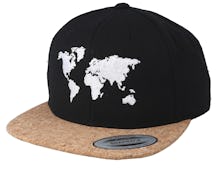 World Map Black/Cork Snapback - Bacpakr