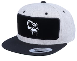 Angry Skull Velvet Patched Heather Grey Black Snapback - Tattoo Collective