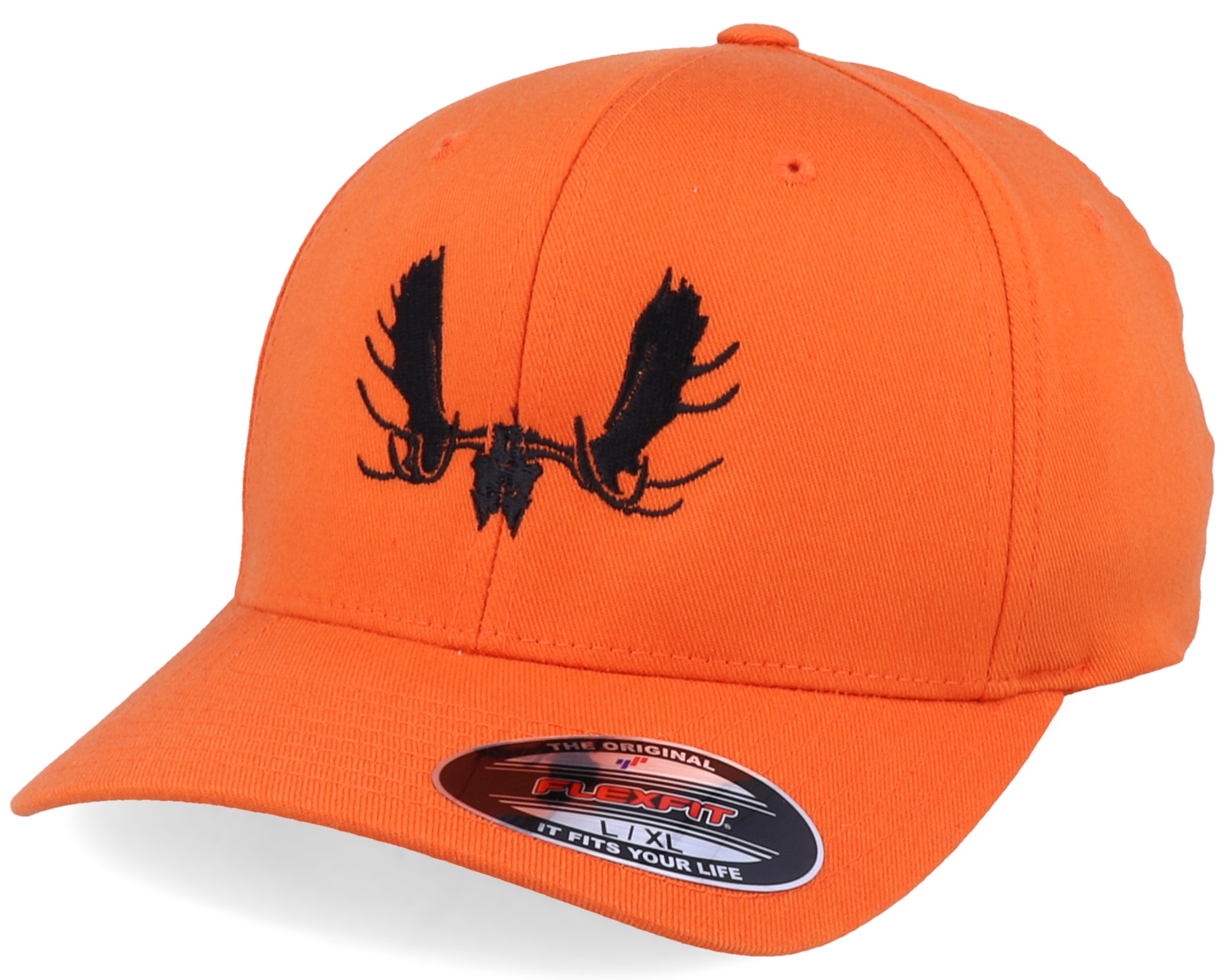 Moose Skull Orange Flexfit Hunter Cap