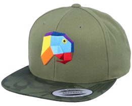 Paper Parrot Camo Olive Snapback - Origami