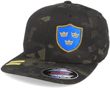 Tre Kronor Shield Side Panel Camo Black Flexfit - Army Head