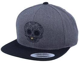 Gold Tooth Outlined Skull Charcoal Snapback - Calaveras