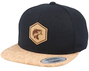 Bass Fish Patch Black/Cork Snapback
