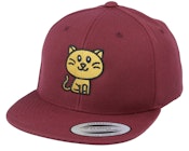 Kids Golden Kitty Maroon Snapback