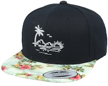 Palm Beach Sunset Black/Floral Mint Snapback - Iconic