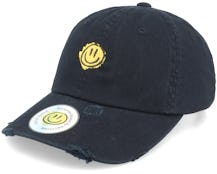 Trippy Smiley Ripped Black Dad Cap - Lucid Smile