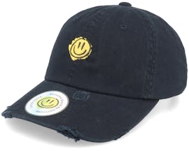 Trippy Smiley Ripped Black Dad Cap - Hatstore