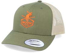 Moose Hunter Logo Mossgreen/Khaki Trucker - Hunter