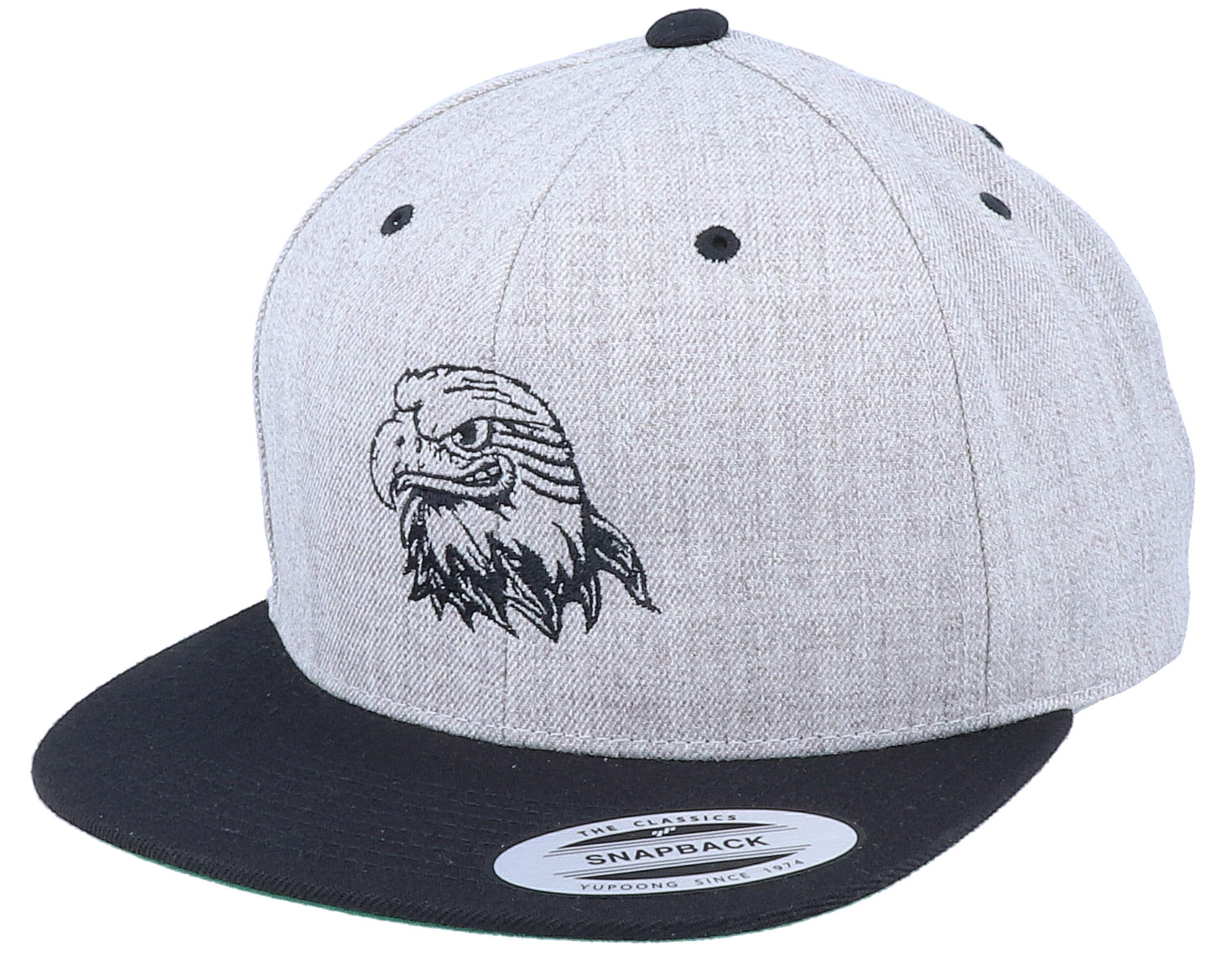 Bald Eagle Grin Heather Grey/Black Snapback | Hatstoreworld.com