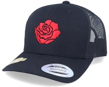 Organic Red Rose Petal Black Trucker - Iconic