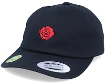 Organic Tiny Red Rose Petal Black Dad Cap - Iconic