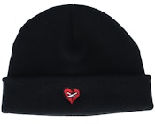 Tiny Broken Mended Heart Black Short Beanie