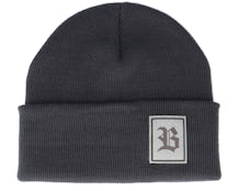 Old English B Patch Graphite Grey Beanie - Bearded Man