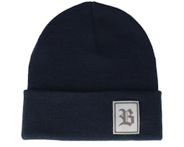 Old English B Patch Navy Beanie - Bearded Man