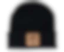Sunset Logo Patch Black Beanie - Bearded Man