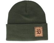 Old English B Patch Olive Green Beanie