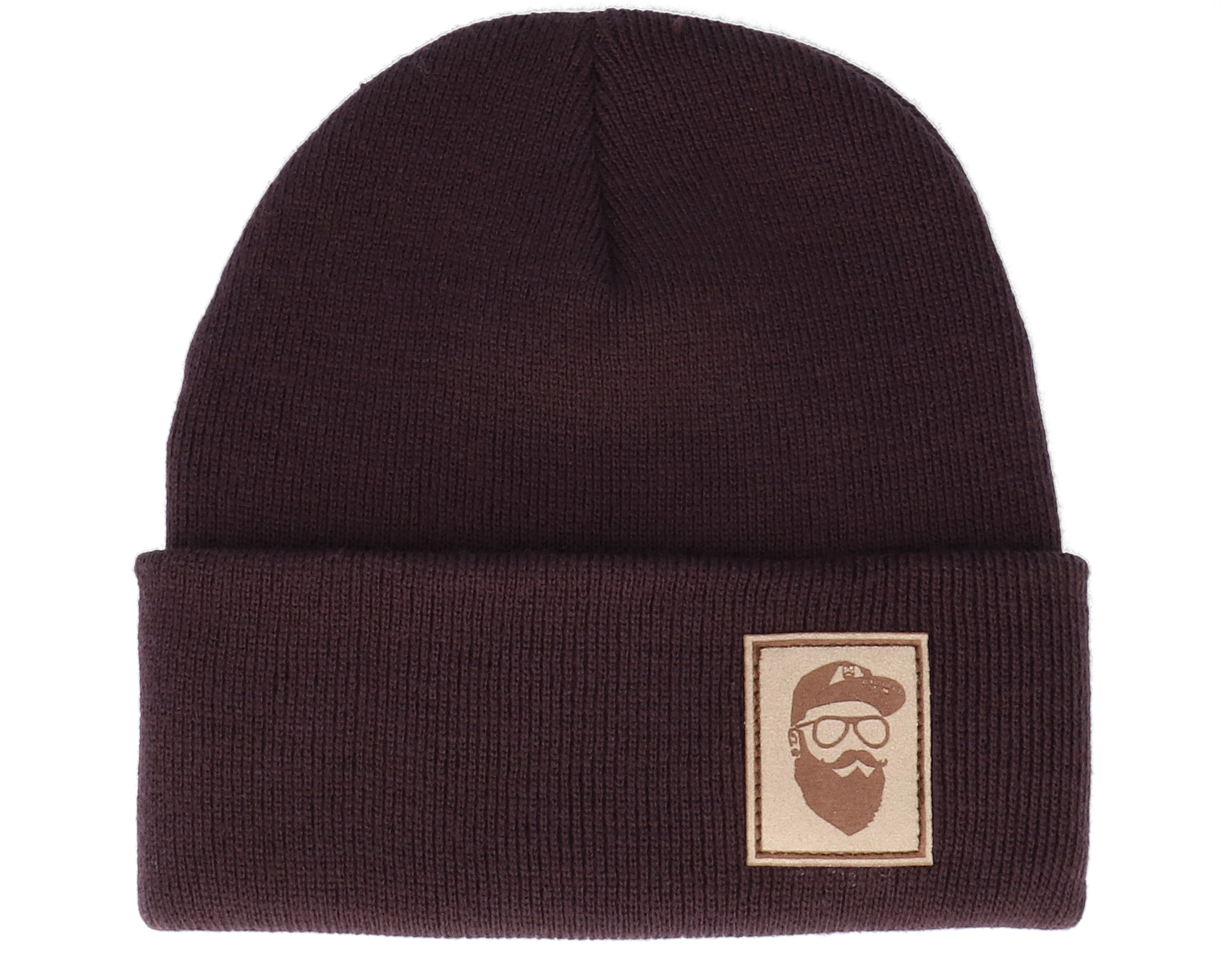 Cap Man Patch Plum Beanie - Bearded Man | Hatstore.com