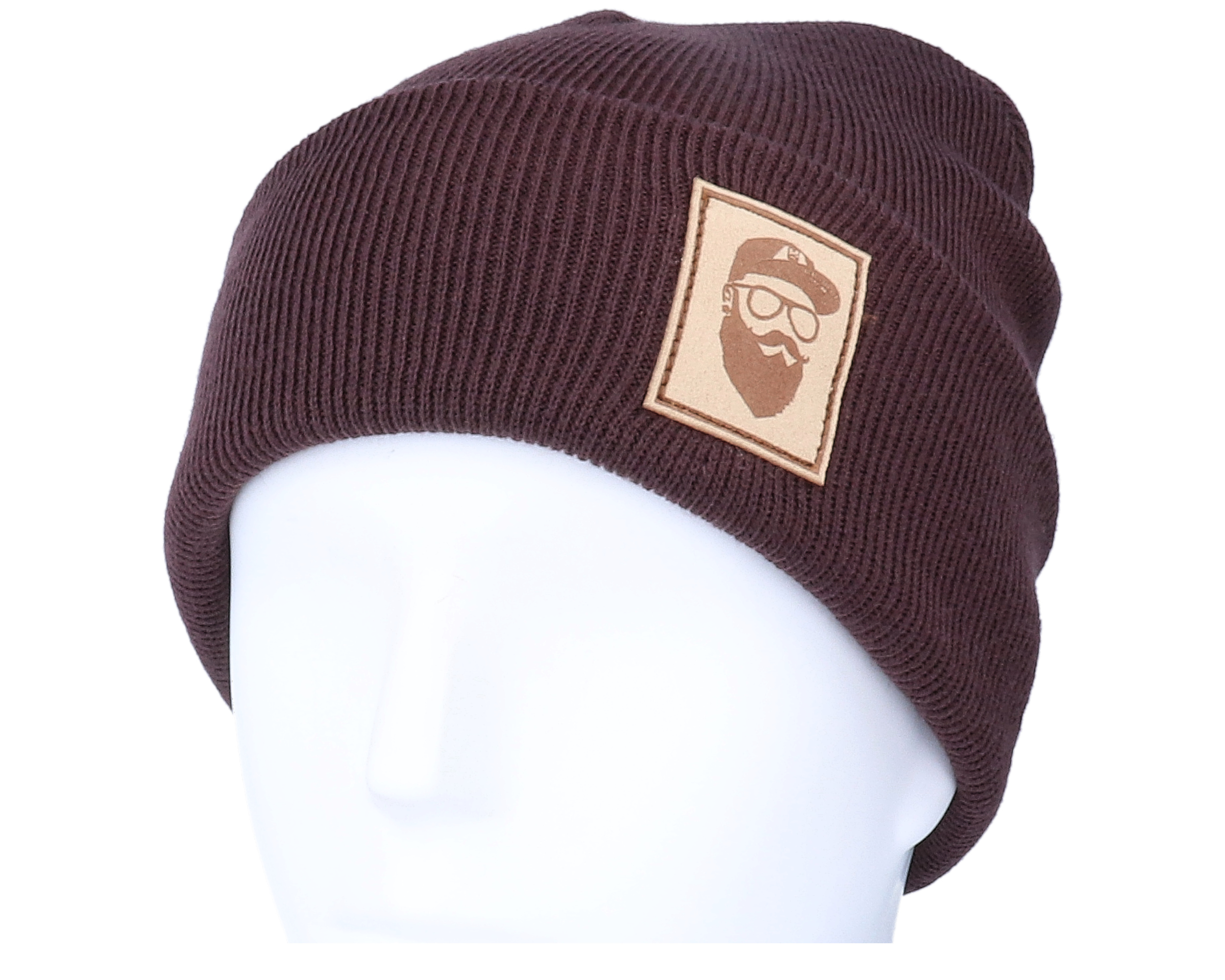 Cap Man Patch Plum Beanie - Bearded Man | Hatstore.com