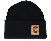 Cap Man Patch Black Beanie - Bearded Man