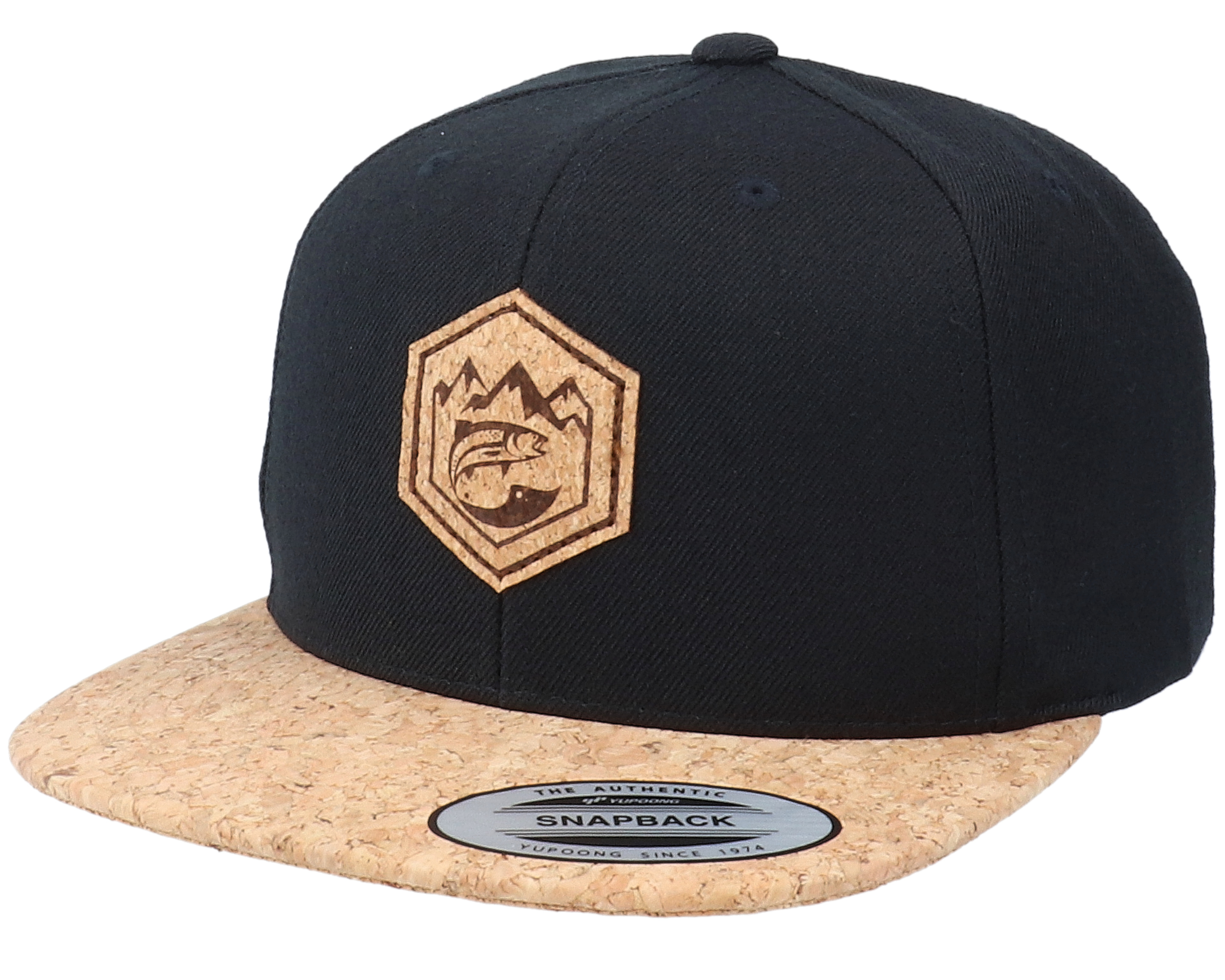 Mountain Badge Fish Black Cork Snapback - Skillfish Keps - Hatstore.se