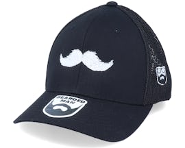 White Moustache Movember Black Trucker Flexfit - Bearded Man