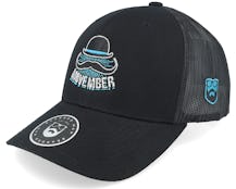 Movember Hat Logo Black Trucker - Bearded Man