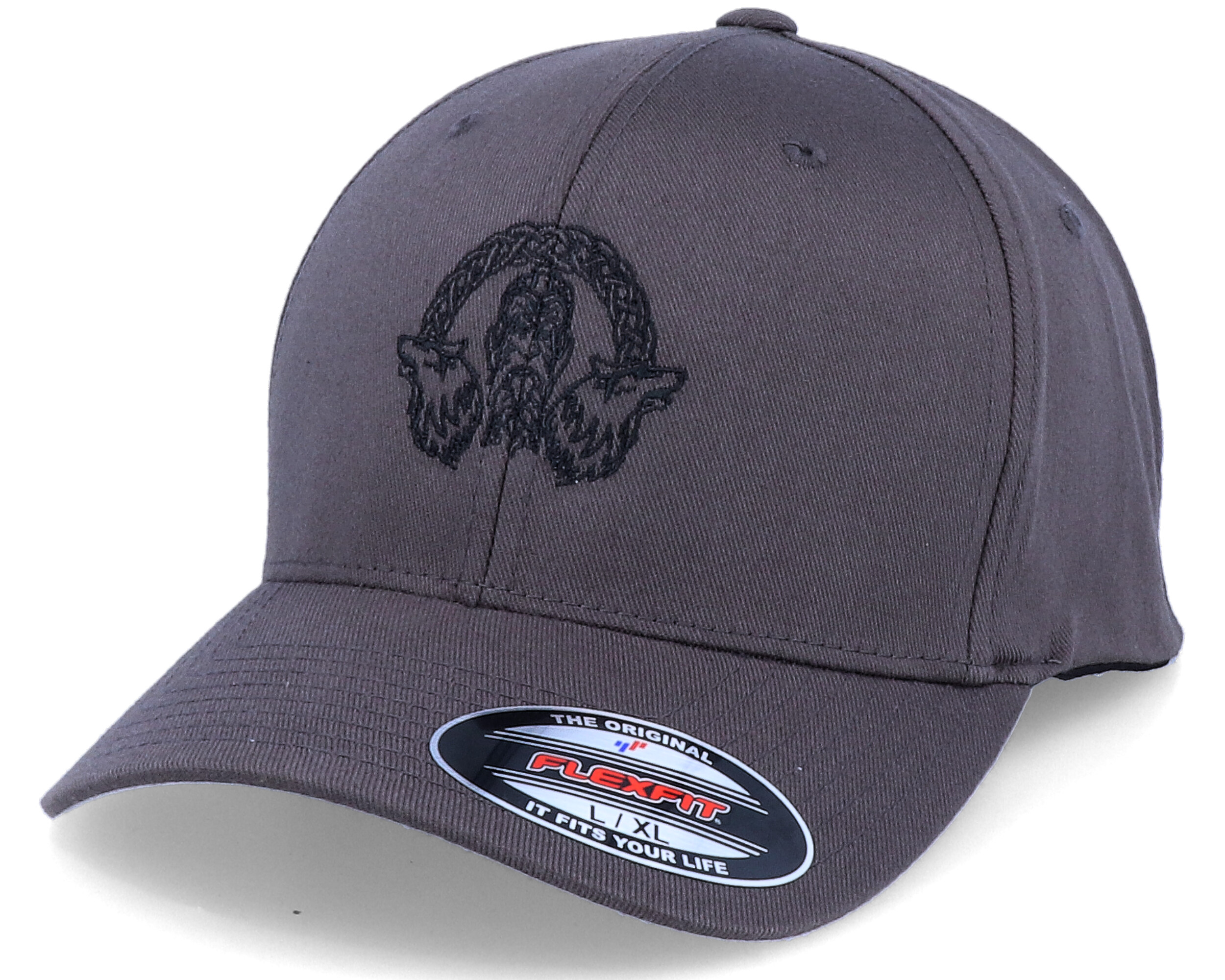 Odin Wolves Logo Dark Grey Flexfit - Vikings keps - Hatstore.se