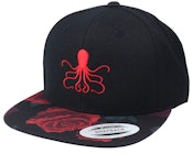 Red Octopus Silhouette Black/Rose Snapback