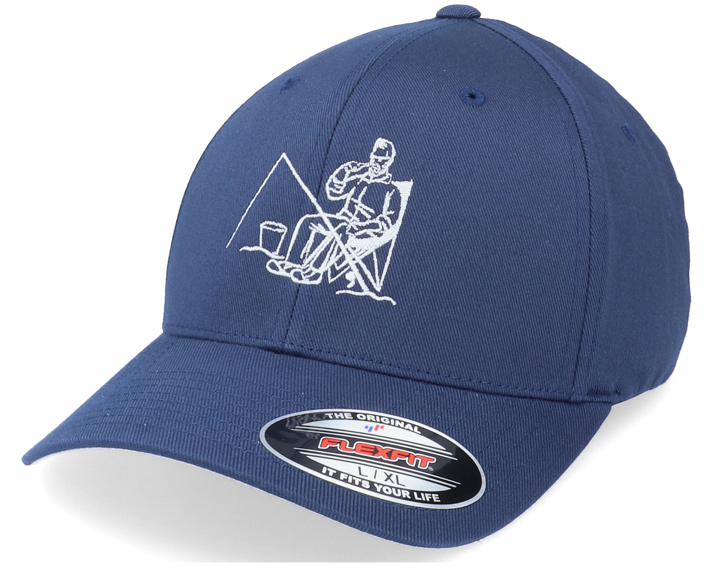 Skillfish - Blue flexfit Cap - Beer Fishing Navy Flexfit @ Hatstore