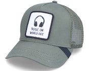 Music On World Off Patch Olive Trucker
