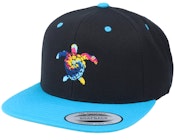 Summer Sea Turtle Black/Teal Snapback