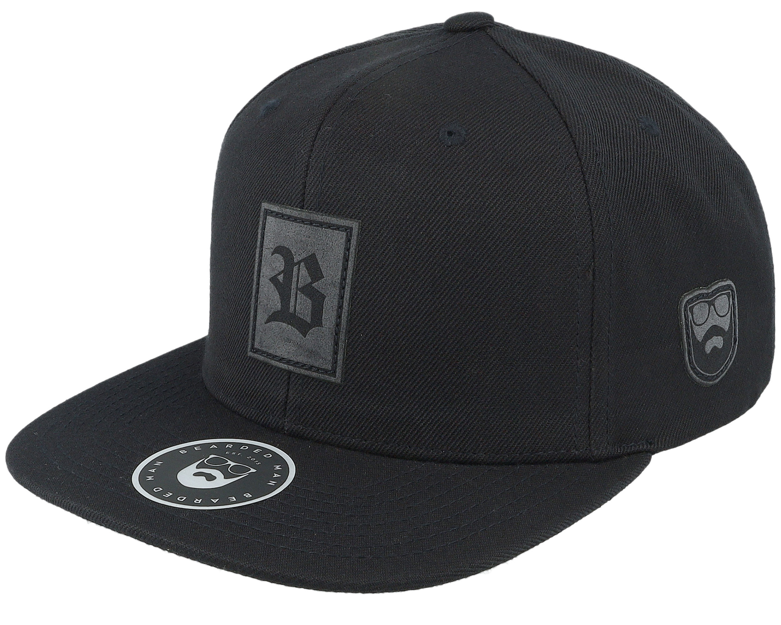 Charcoal Old English B Patch Black Snapback - Bearded Man cap ...