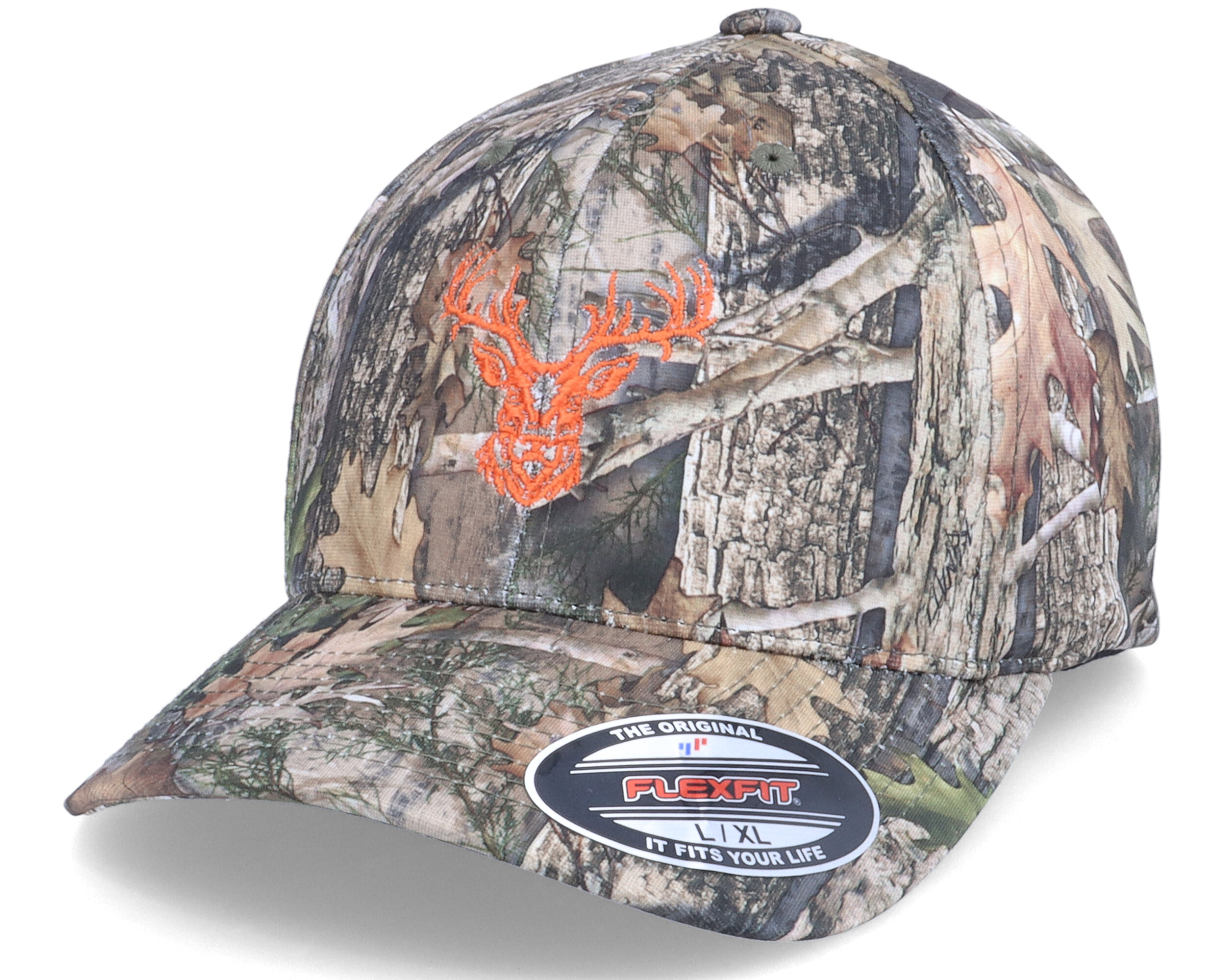 Red Deer Logo True Timber Kanati Camo Flexfit Hunter Cap