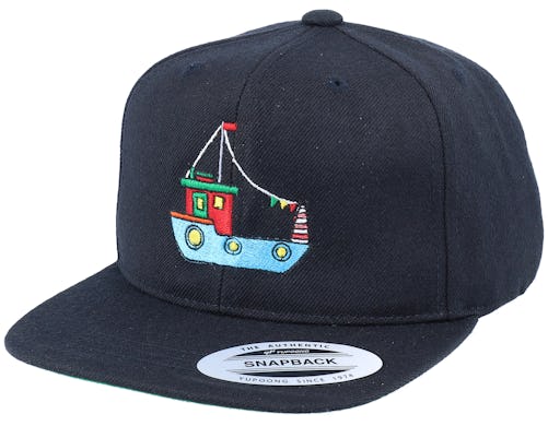 Kiddo Cap - Black snapback Cap - Kids Fishing Boat Black Snapback @ Hatstore