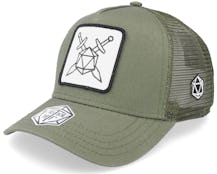 Swords And Dice D20 Patch Olive Trucker - Critiql Hit