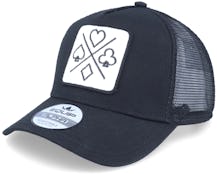 Ace Hearts Spades Clubs X Patch Black Trucker - Iconic