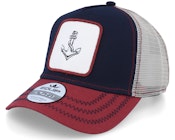 Nautical Anchor Patch Navy/Maroon White Trucker