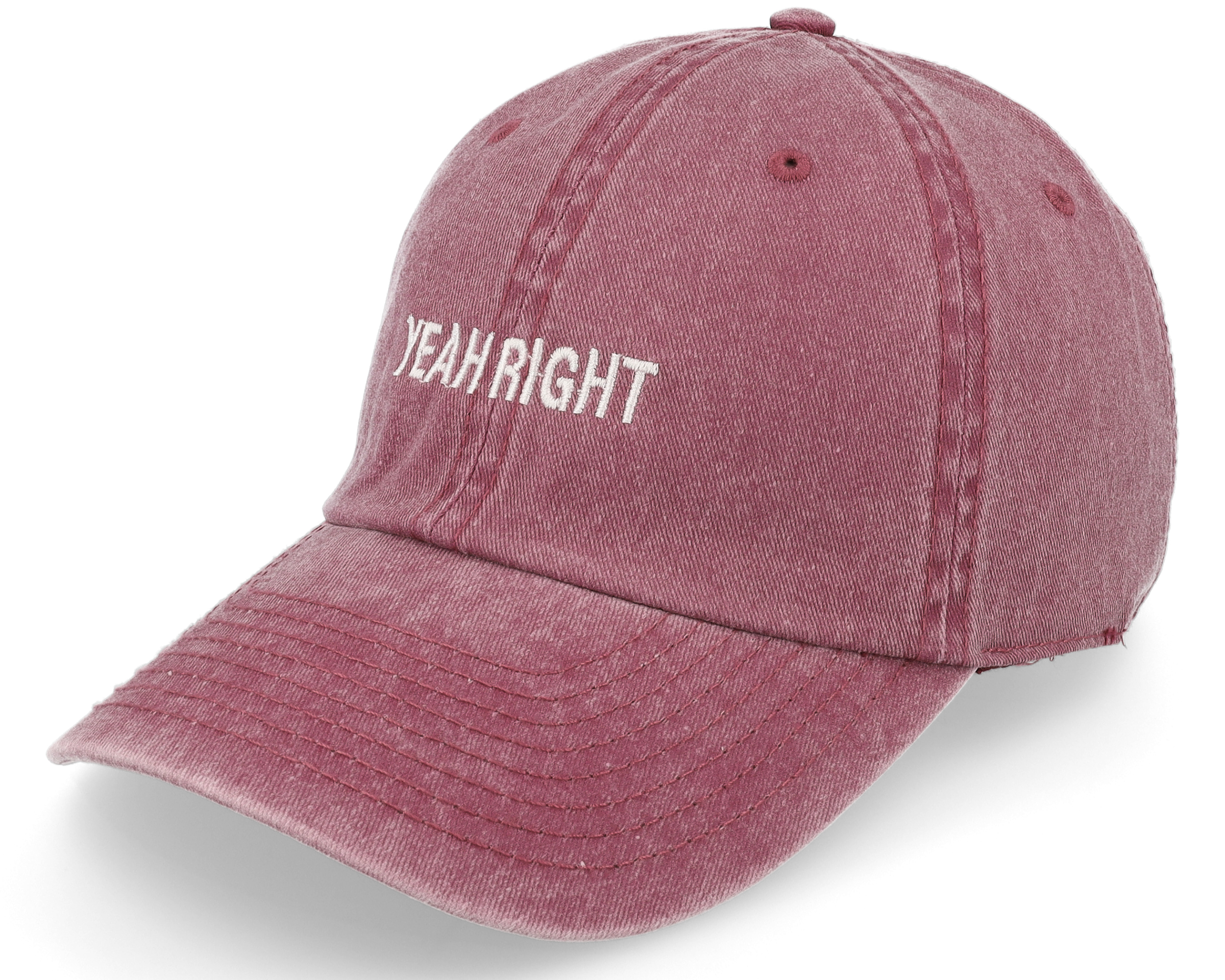 Yeah Right Washed Burgundy Dad Cap Iconic cap